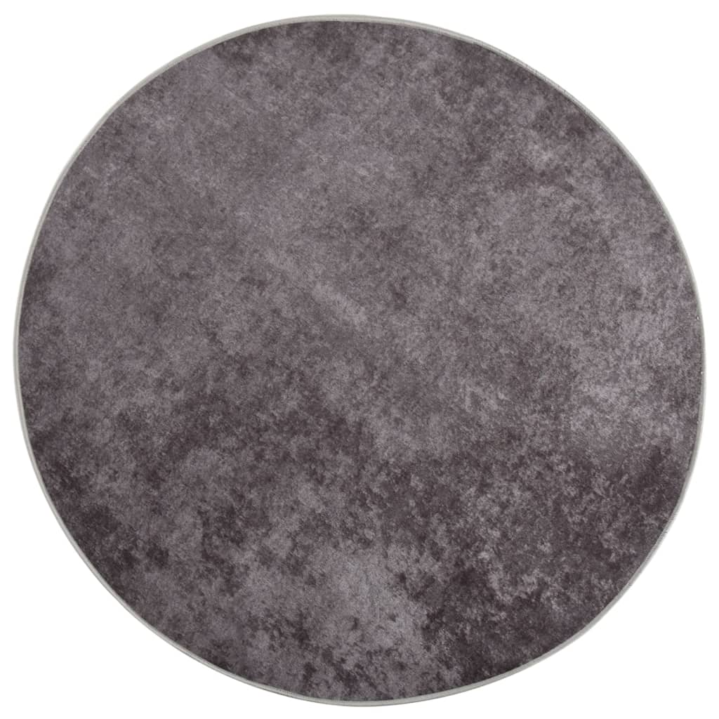 Rug Washable φ120 cm Grey Anti Slip