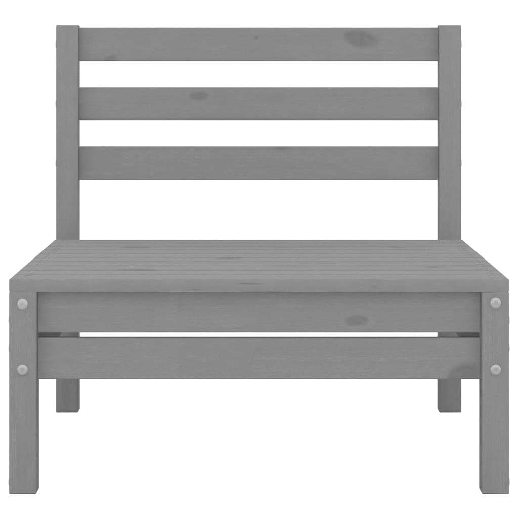 Garden Middle Sofa Grey Solid Wood Pine