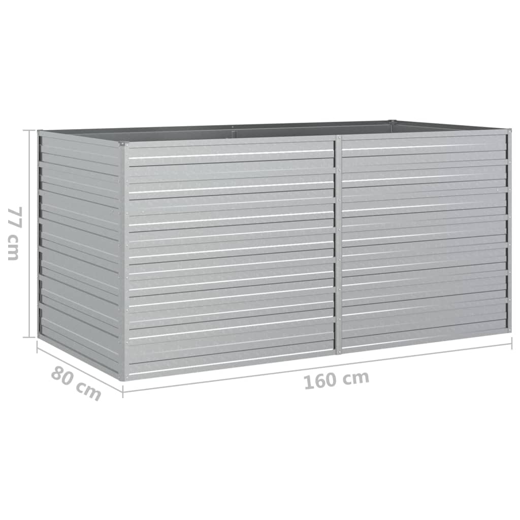 Garden Raised Bed 160x80x77 cm Galvanized Steel Silver