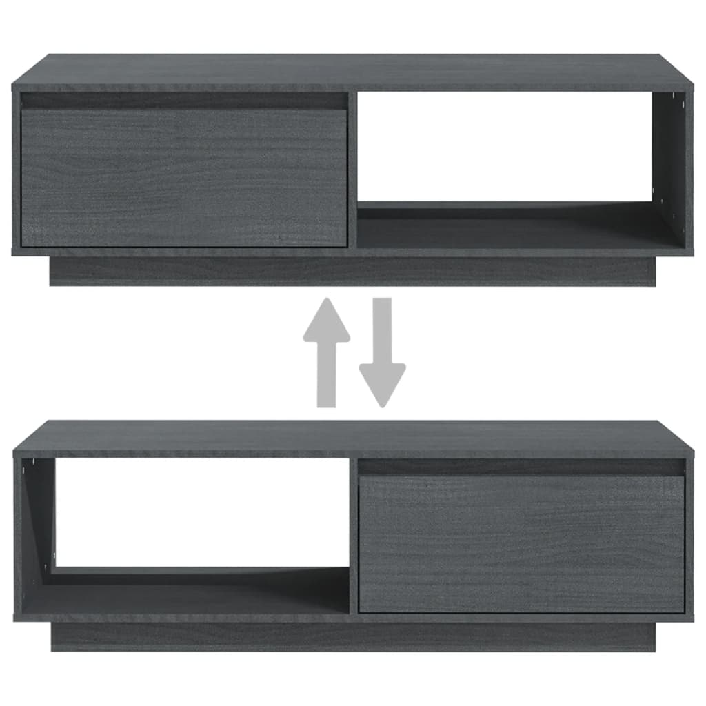 Coffee Table Grey 110x50x33.5 cm Solid Pinewood