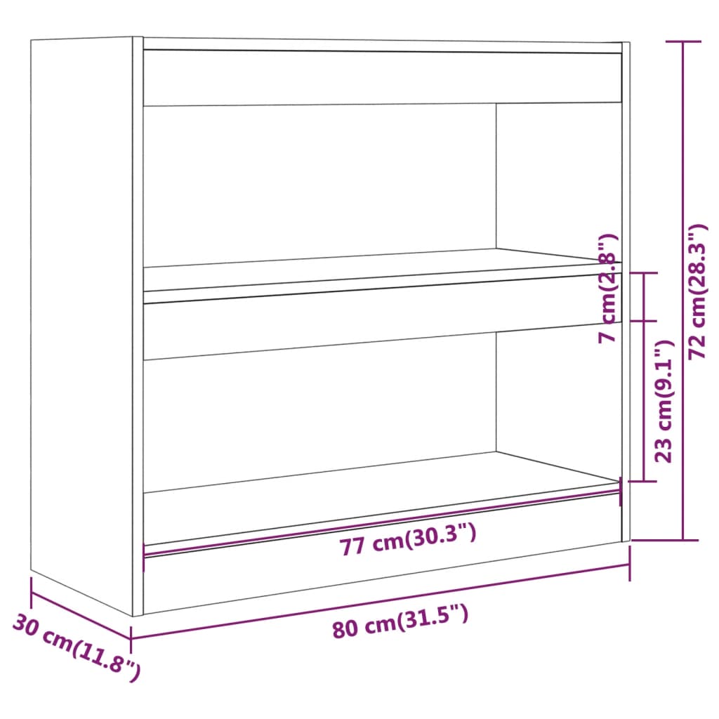 Book Cabinet/Room Divider Brown Oak 80x30x72 cm
