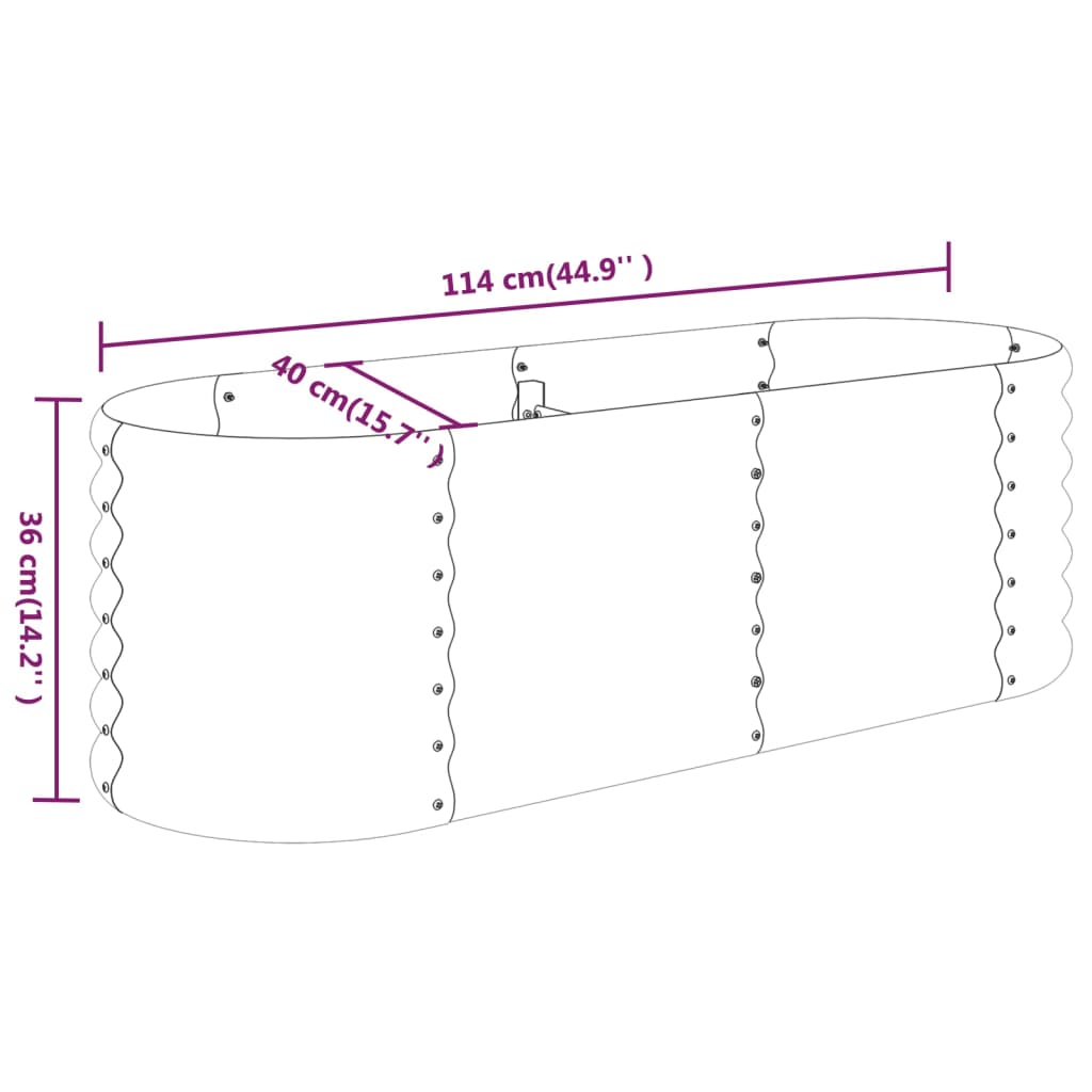 Garden Raised Bed Galvanised Steel 114x40x36 cm Brown