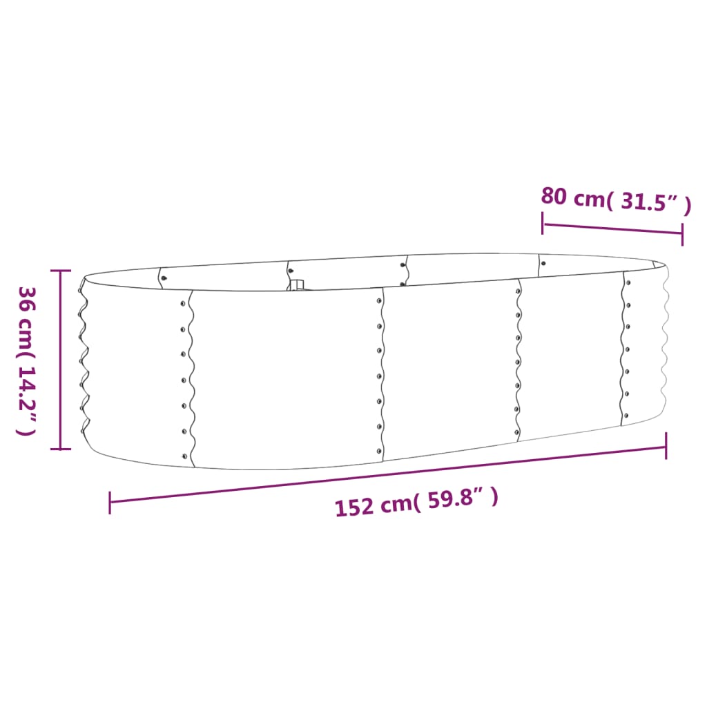 Garden Raised Bed Galvanised Steel 152x80x36 cm Grey