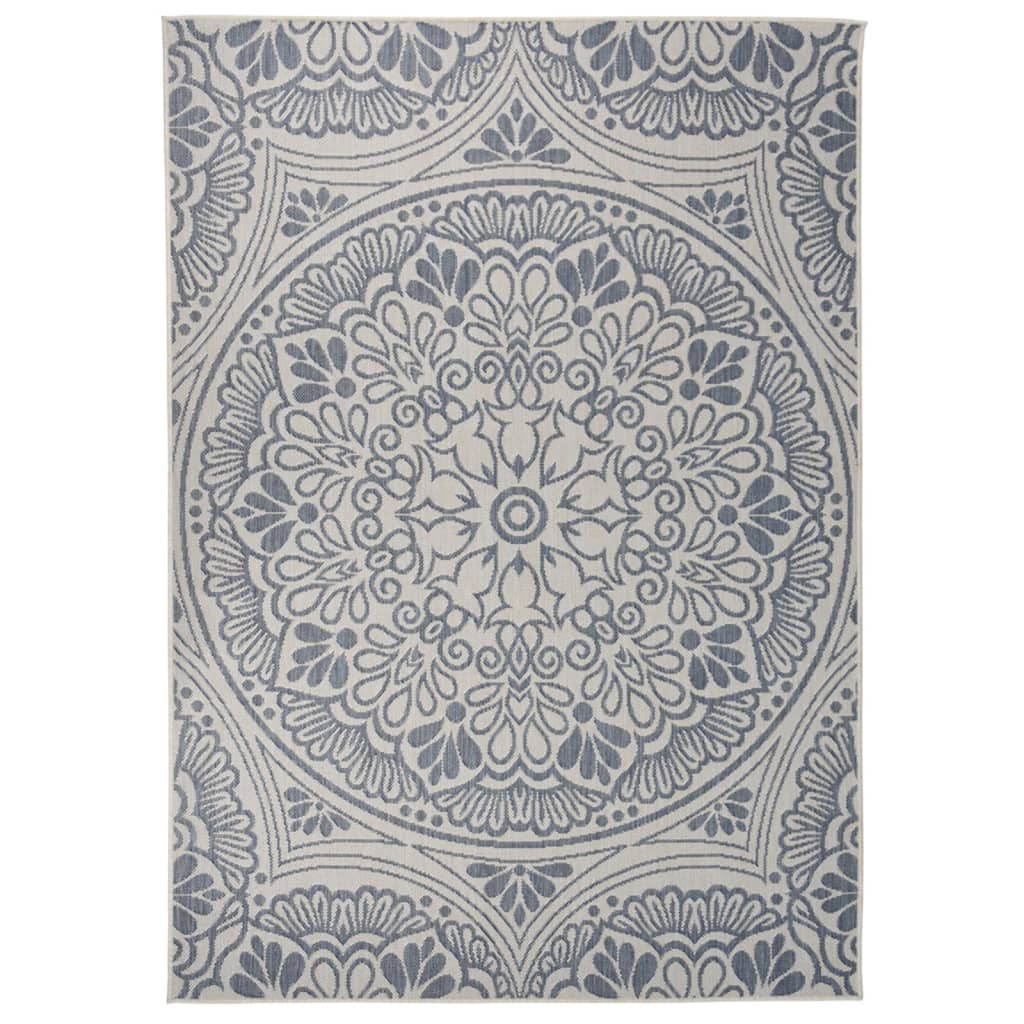 Outdoor Flatweave Rug 140x200 cm Blue Pattern
