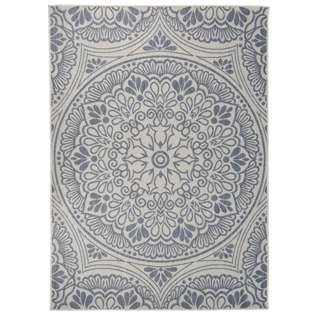 Outdoor Flatweave Rug 200x280 cm Blue Pattern