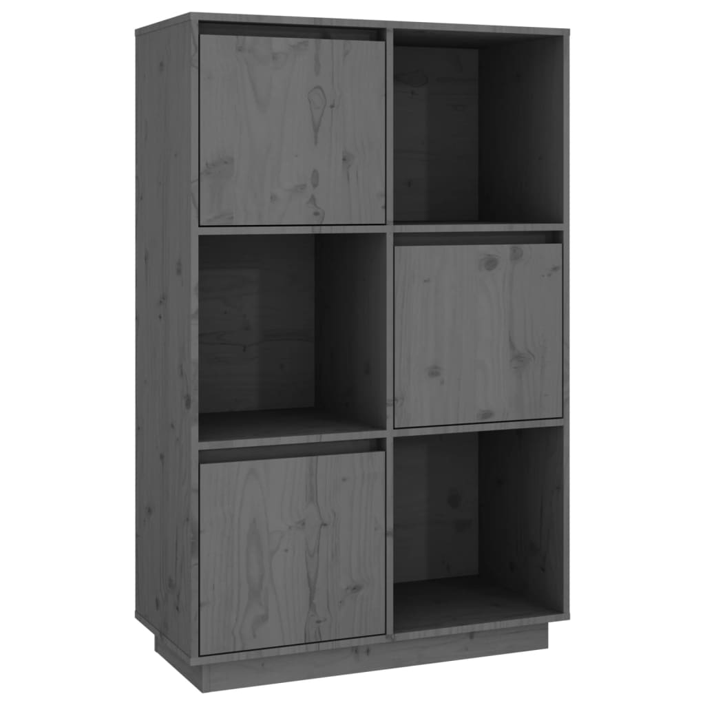 Highboard Grey 74x35x117 cm Solid Wood Pine