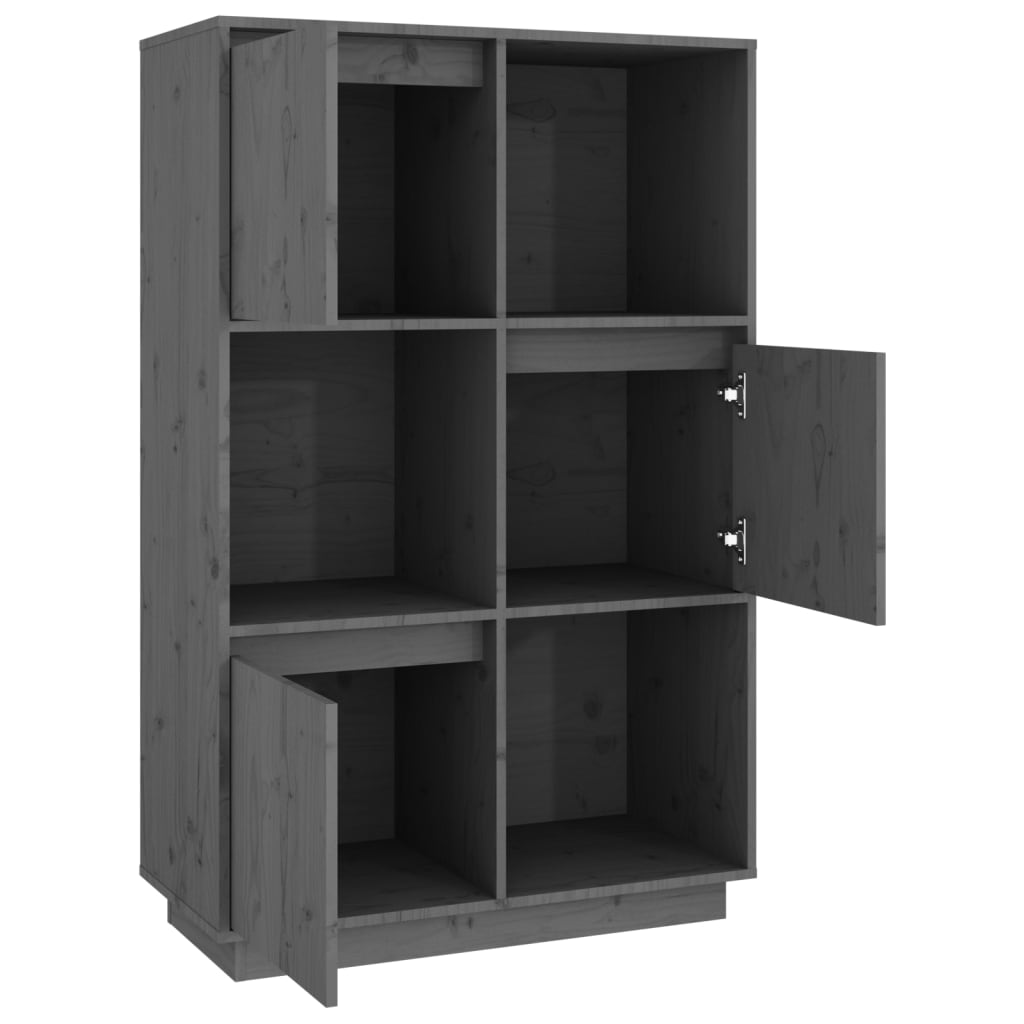 Highboard Grey 74x35x117 cm Solid Wood Pine