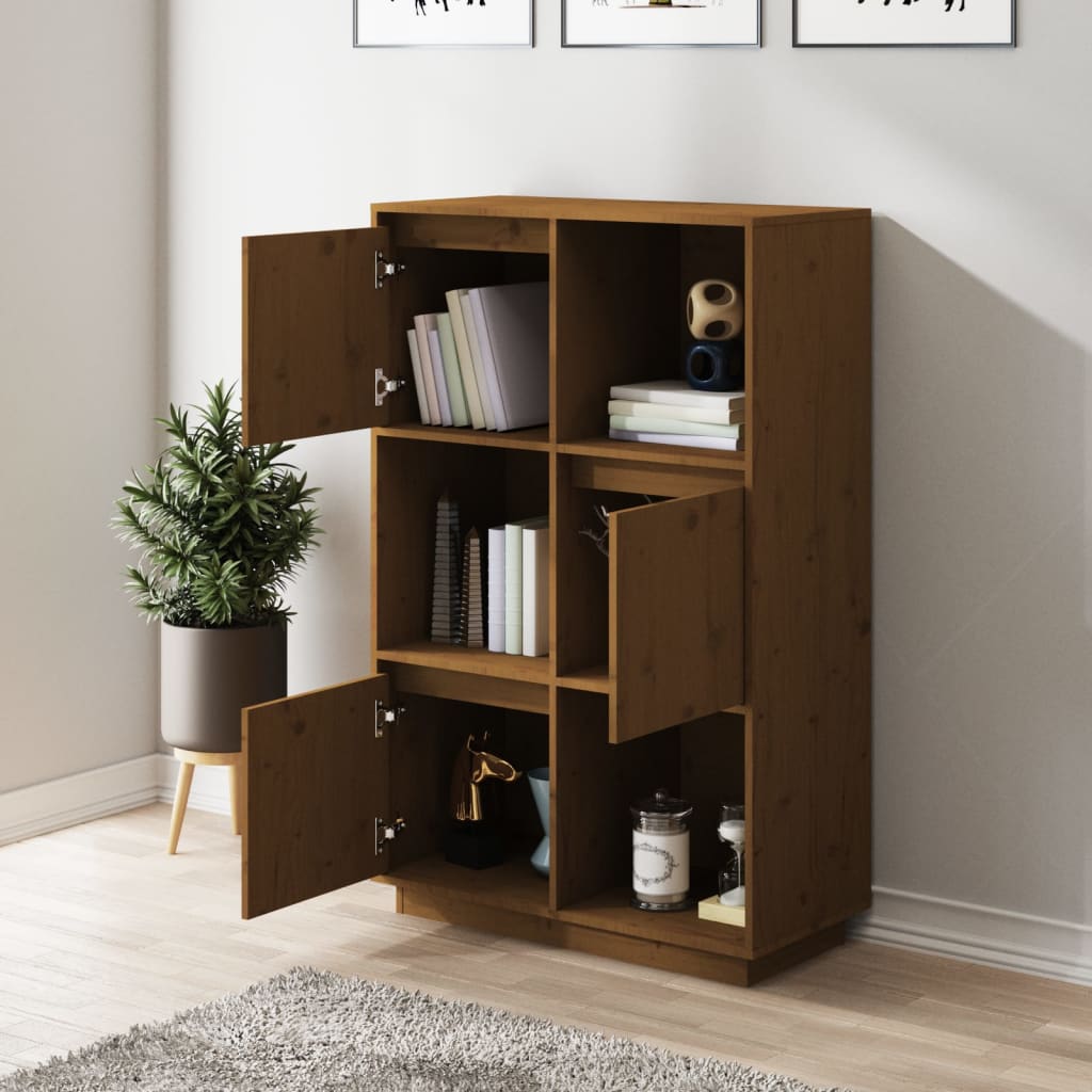 Highboard Honey Brown 74x35x117 cm Solid Wood Pine