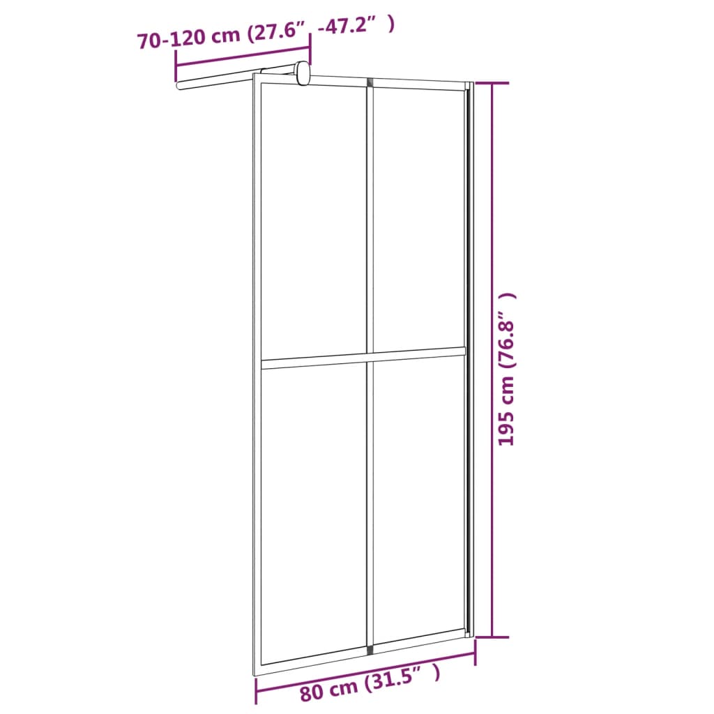 Walk-in Shower Screen 80x195 cm Dark Tempered Glass