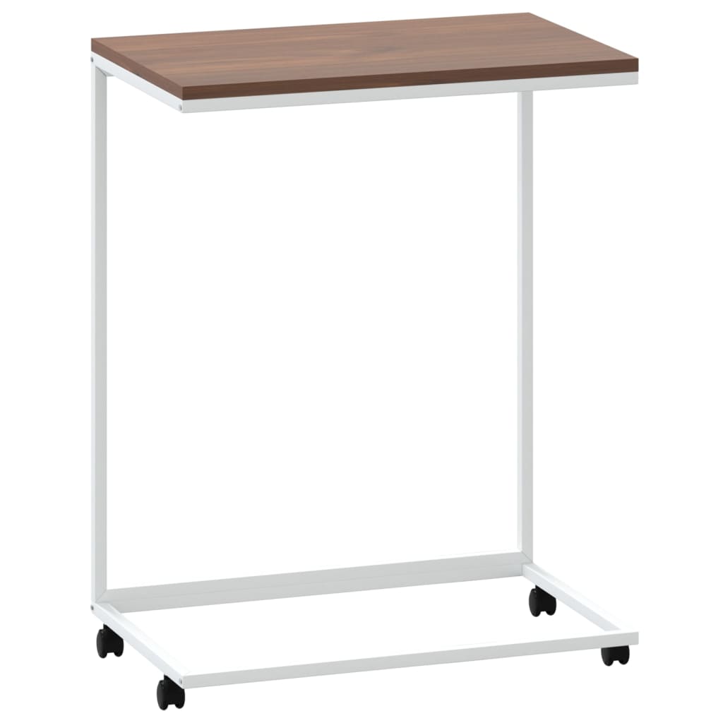 Side Table with Wheels White 55x35x70 cm Engineered Wood