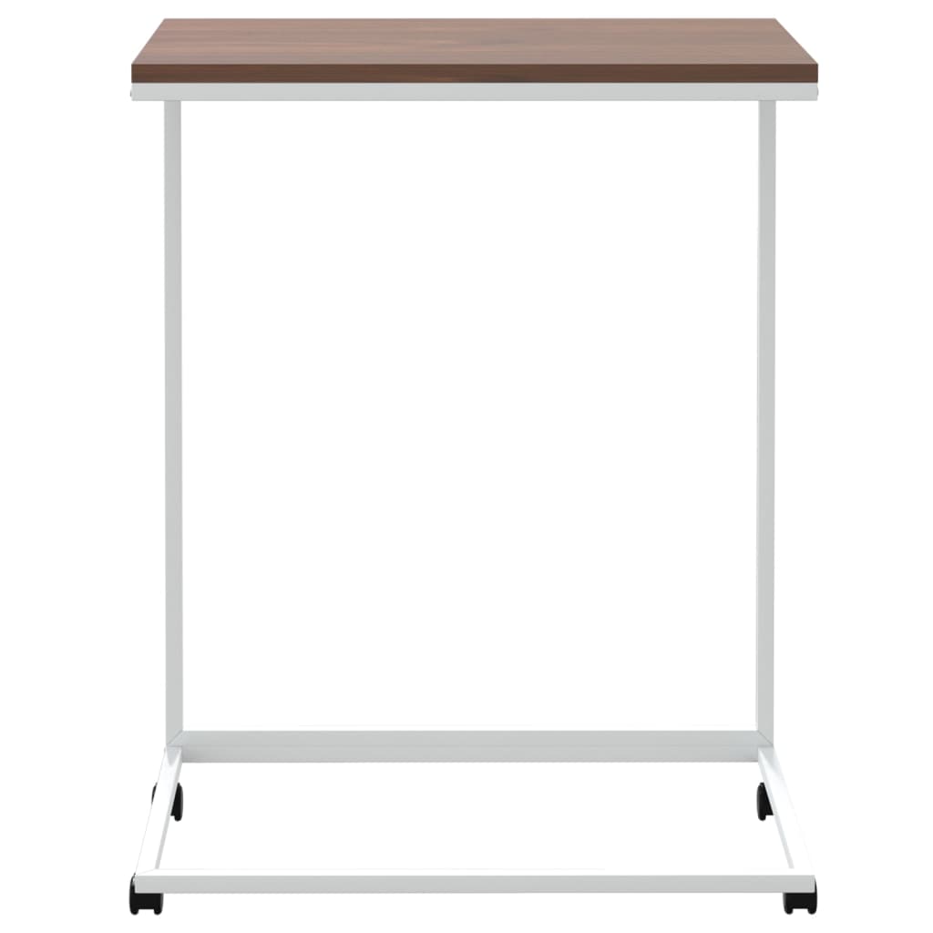 Side Table with Wheels White 55x35x70 cm Engineered Wood