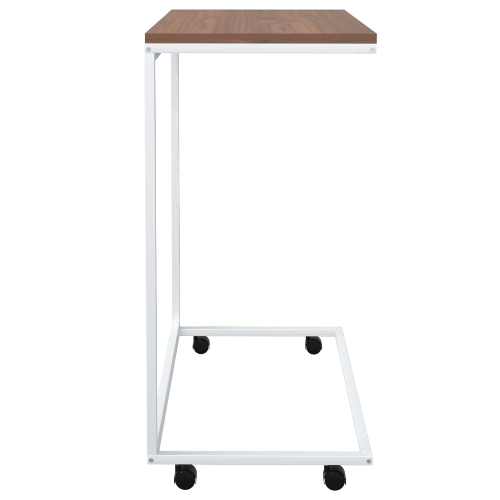 Side Table with Wheels White 55x35x70 cm Engineered Wood