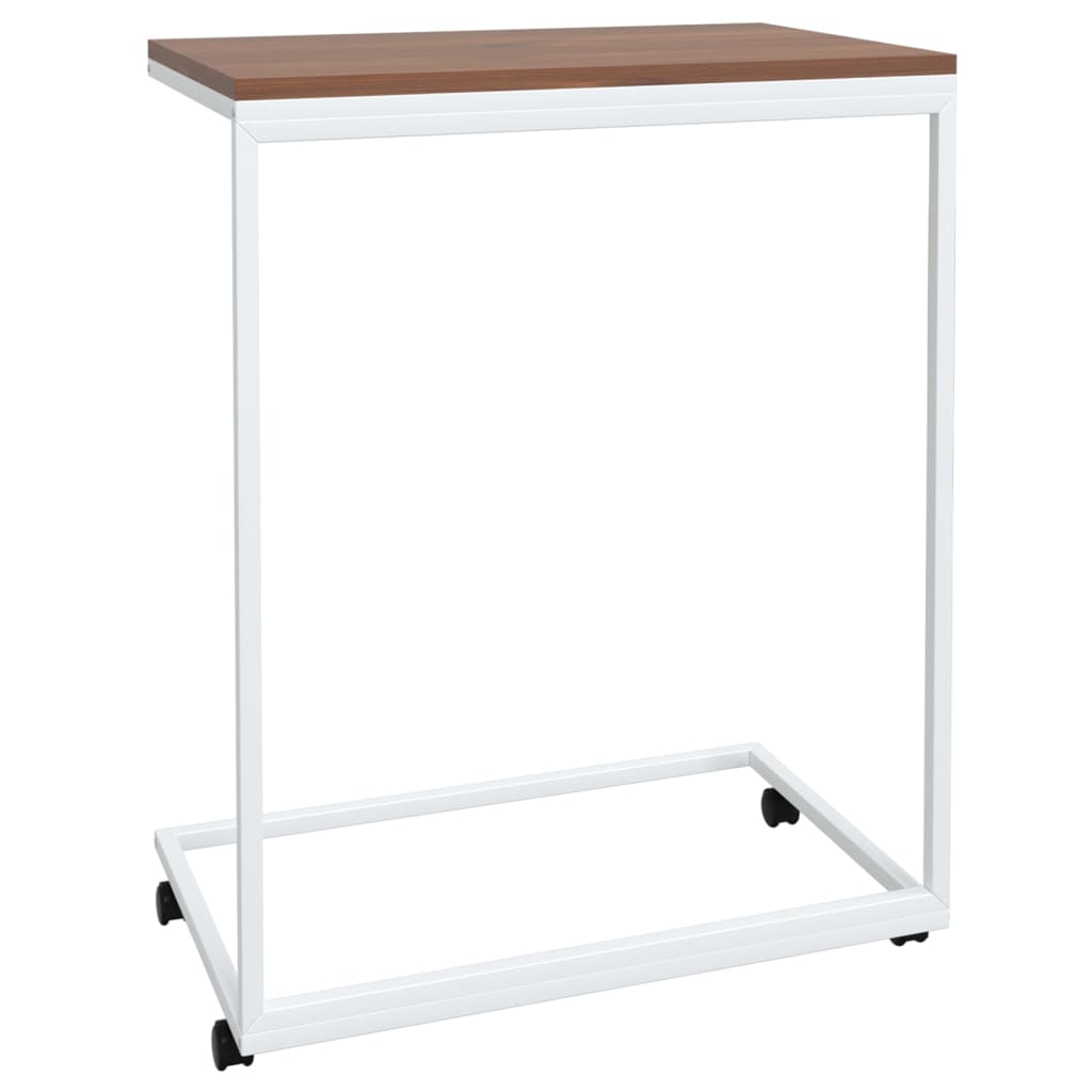 Side Table with Wheels White 55x35x70 cm Engineered Wood