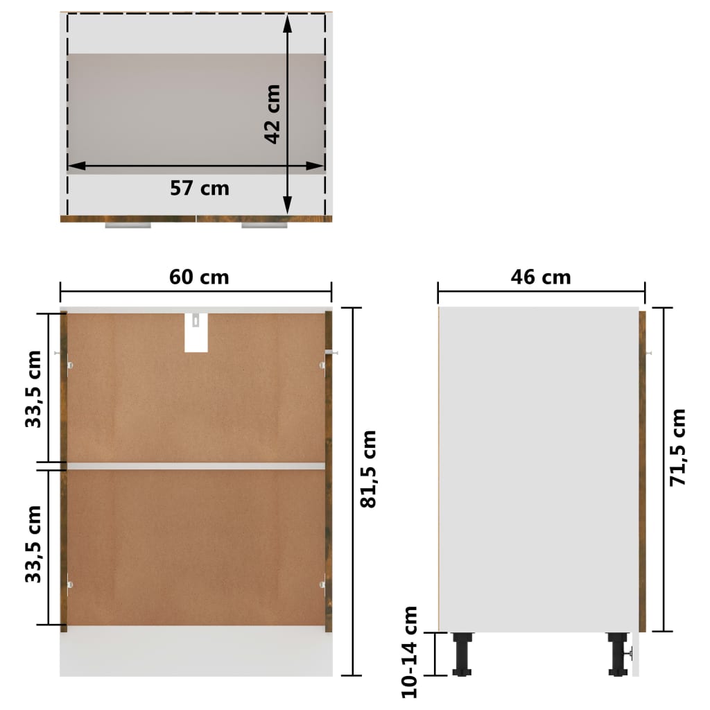 Bottom Cabinet Lyon Smoked Oak 60x46x81.5 cm Engineered Wood