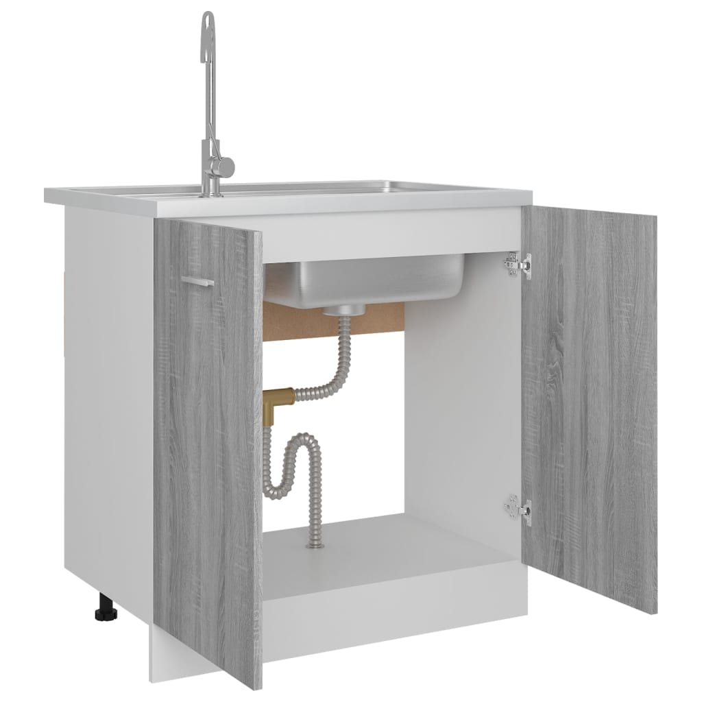 Sink Bottom Cabinet Lyon Grey Sonoma 80x46x81.5 cm Engineered Wood