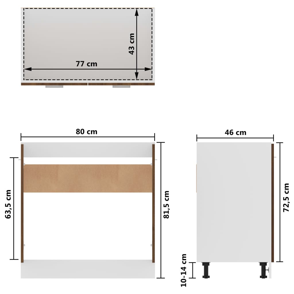 Sink Bottom Cabinet Lyon Brown Oak 80x46x81.5 cm Engineered Wood