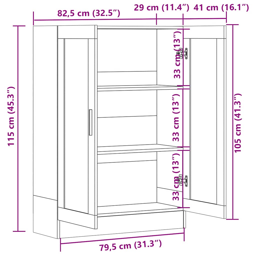 Vitrine Cabinet Brown Oak 82.5x30.5x115 cm Engineered Wood
