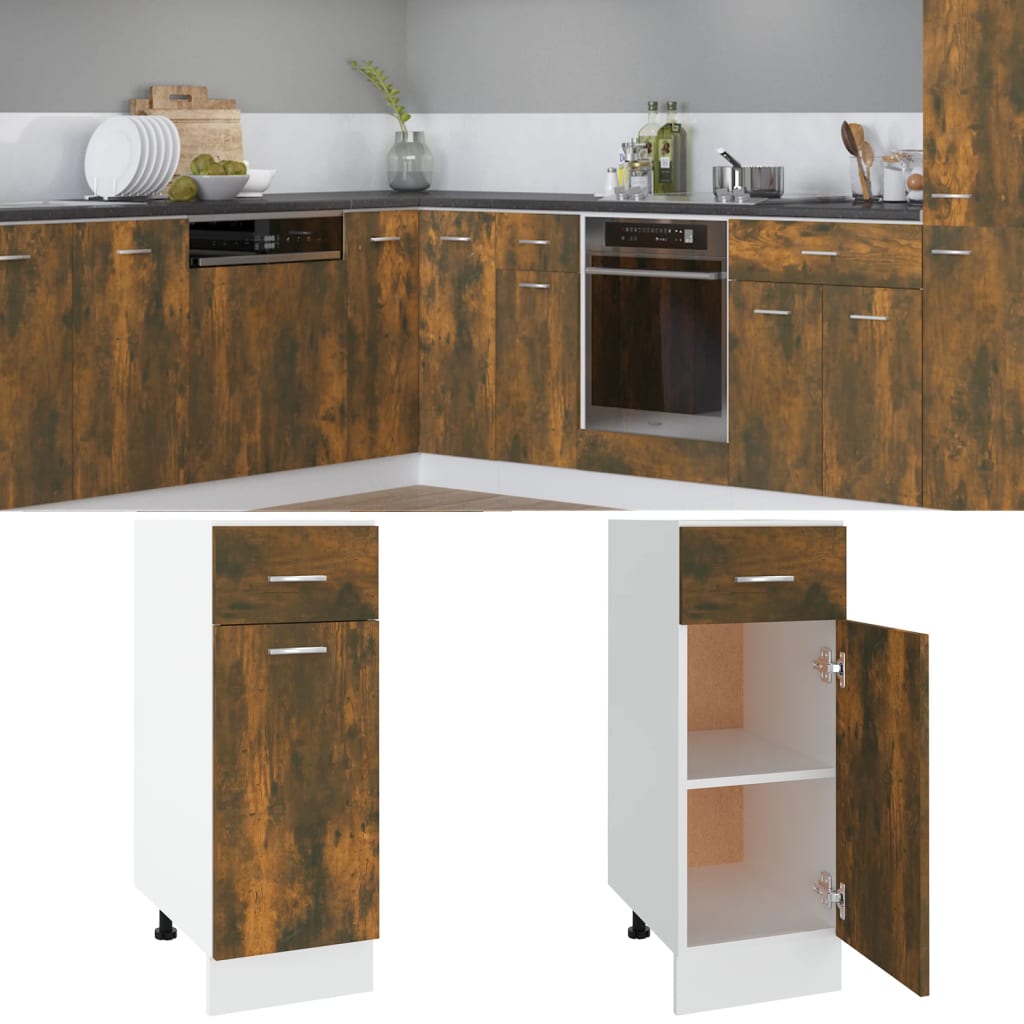 Drawer Bottom Cabinet Lyon Smoked Oak 30x46x81.5 cm Engineered Wood