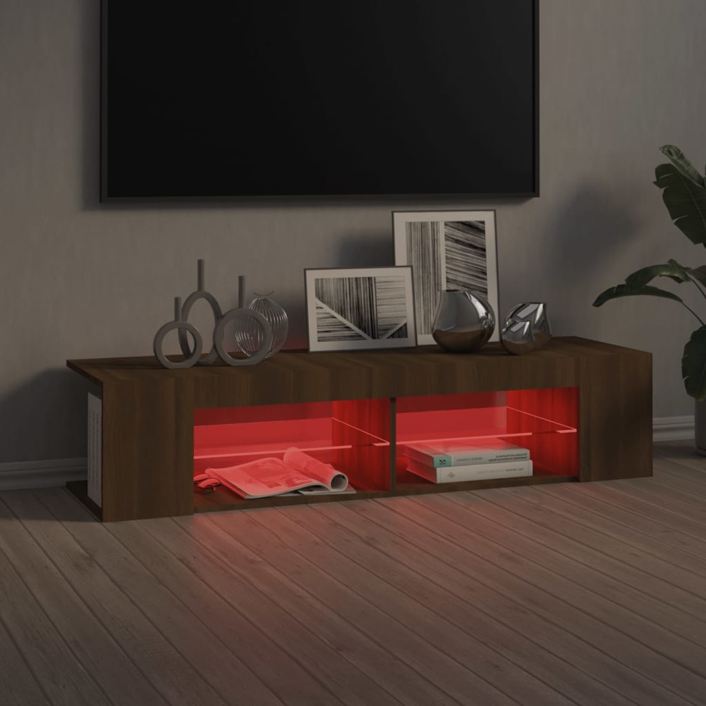 TV Cabinet with LED Lights Brown Oak 135x39x30 cm