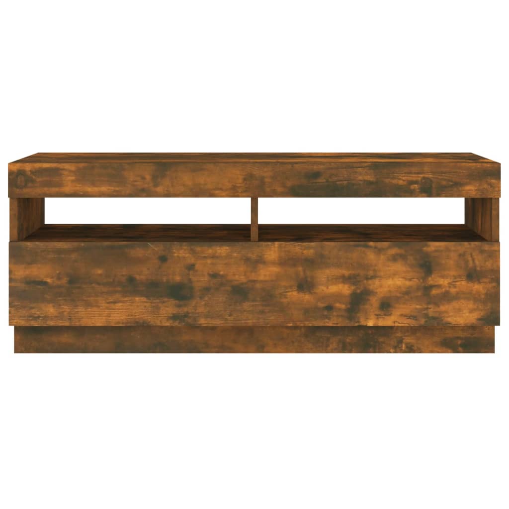 TV Cabinet with LED Lights Smoked Oak 100x35x40 cm