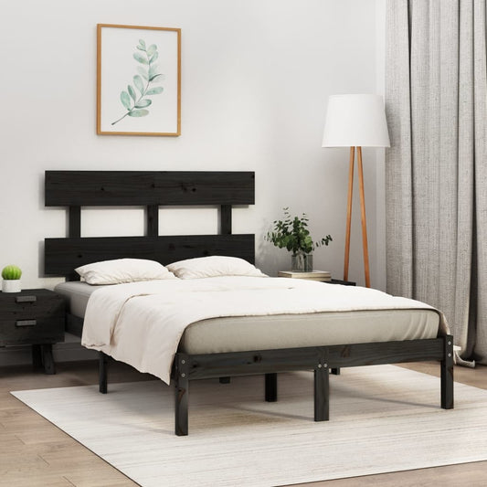 Bed Frame without Mattress Black 140x190 cm Solid Wood