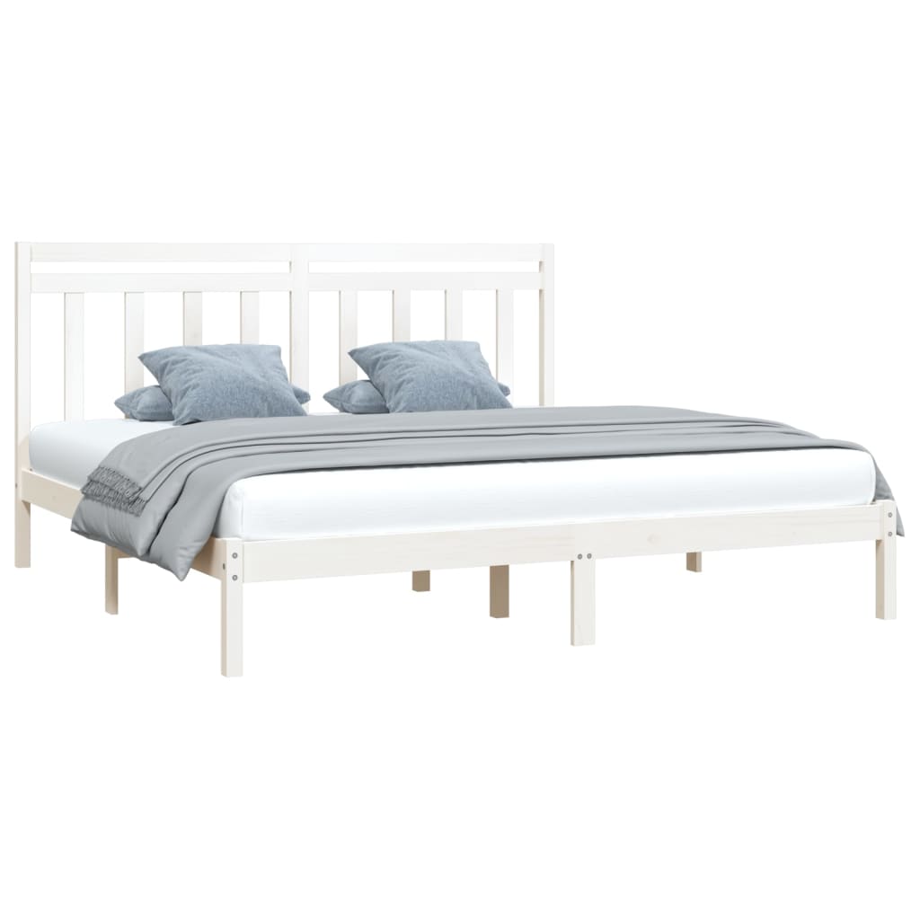 Bed Frame without Mattress White 200x200 cm Solid Wood