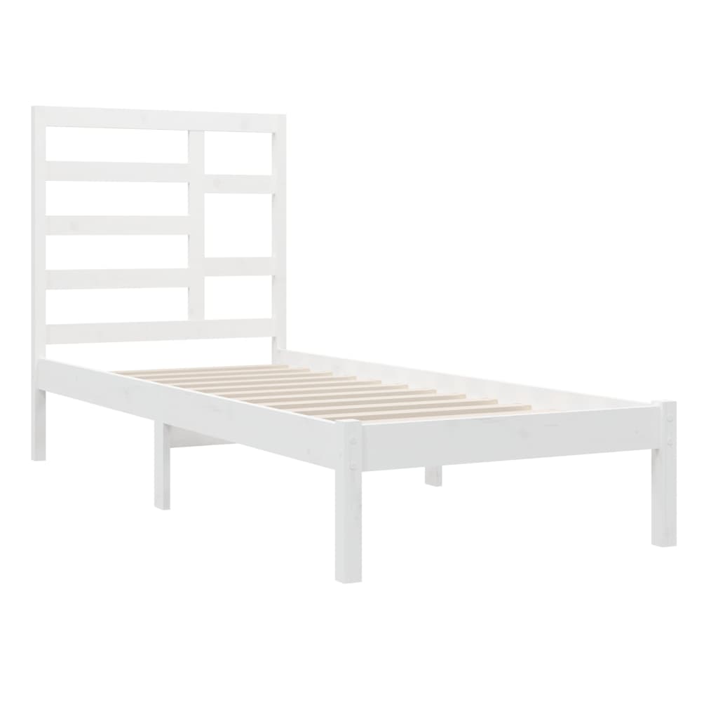 Bed Frame without Mattress White Solid Wood 100x200 cm
