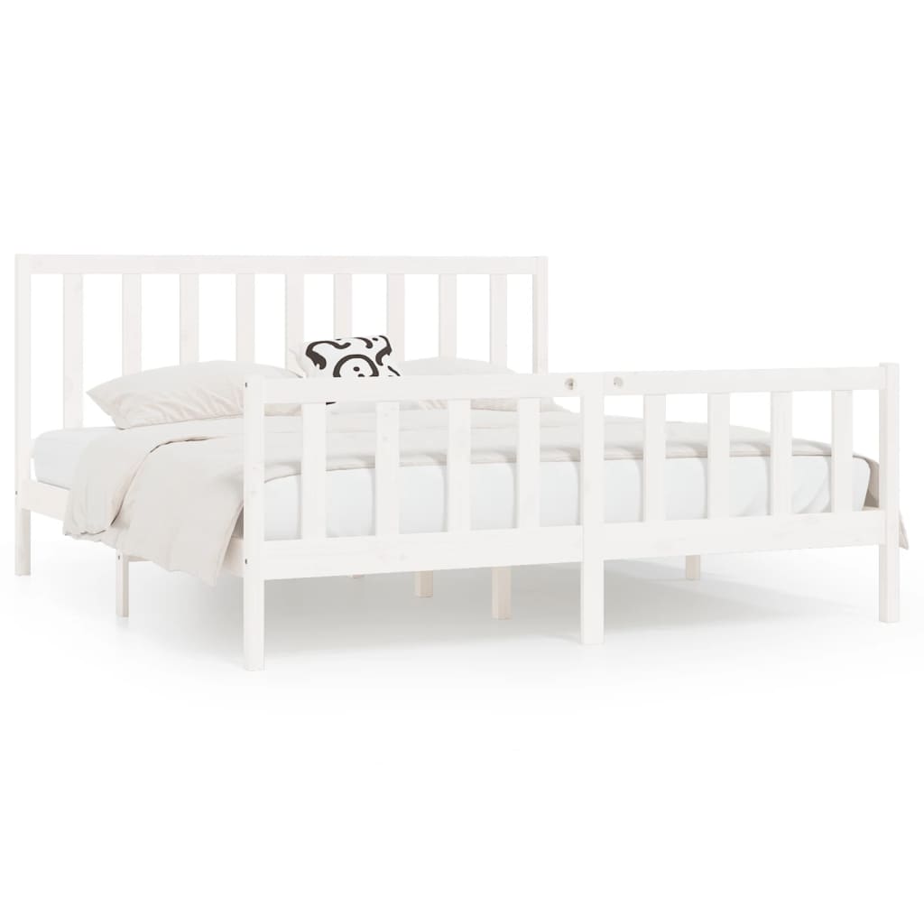 Bed Frame without Mattress White 200x200 cm Solid Wood