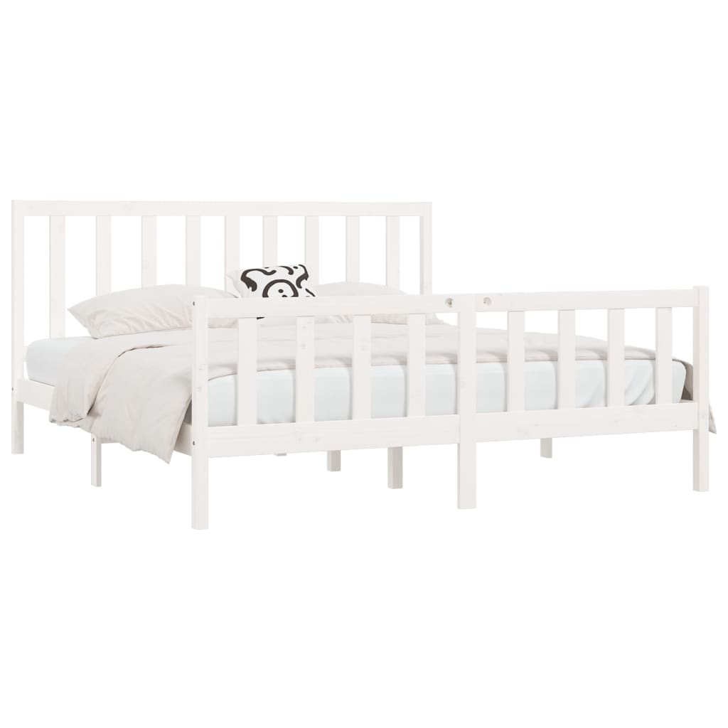 Bed Frame without Mattress White 200x200 cm Solid Wood