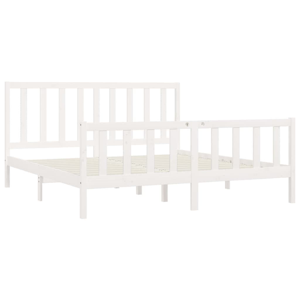 Bed Frame without Mattress White 200x200 cm Solid Wood