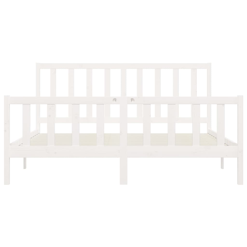 Bed Frame without Mattress White 200x200 cm Solid Wood