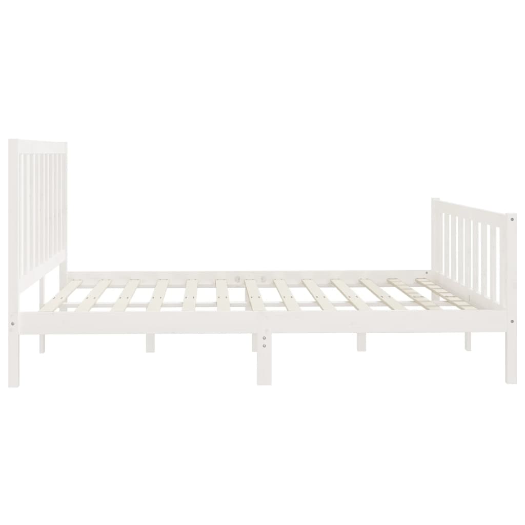 Bed Frame without Mattress White 200x200 cm Solid Wood