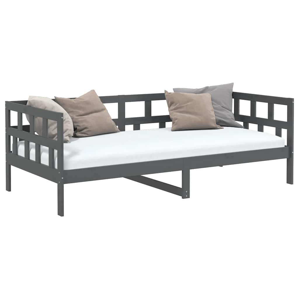 Day Bed without Mattress Grey Solid Wood Pine 80x200 cm