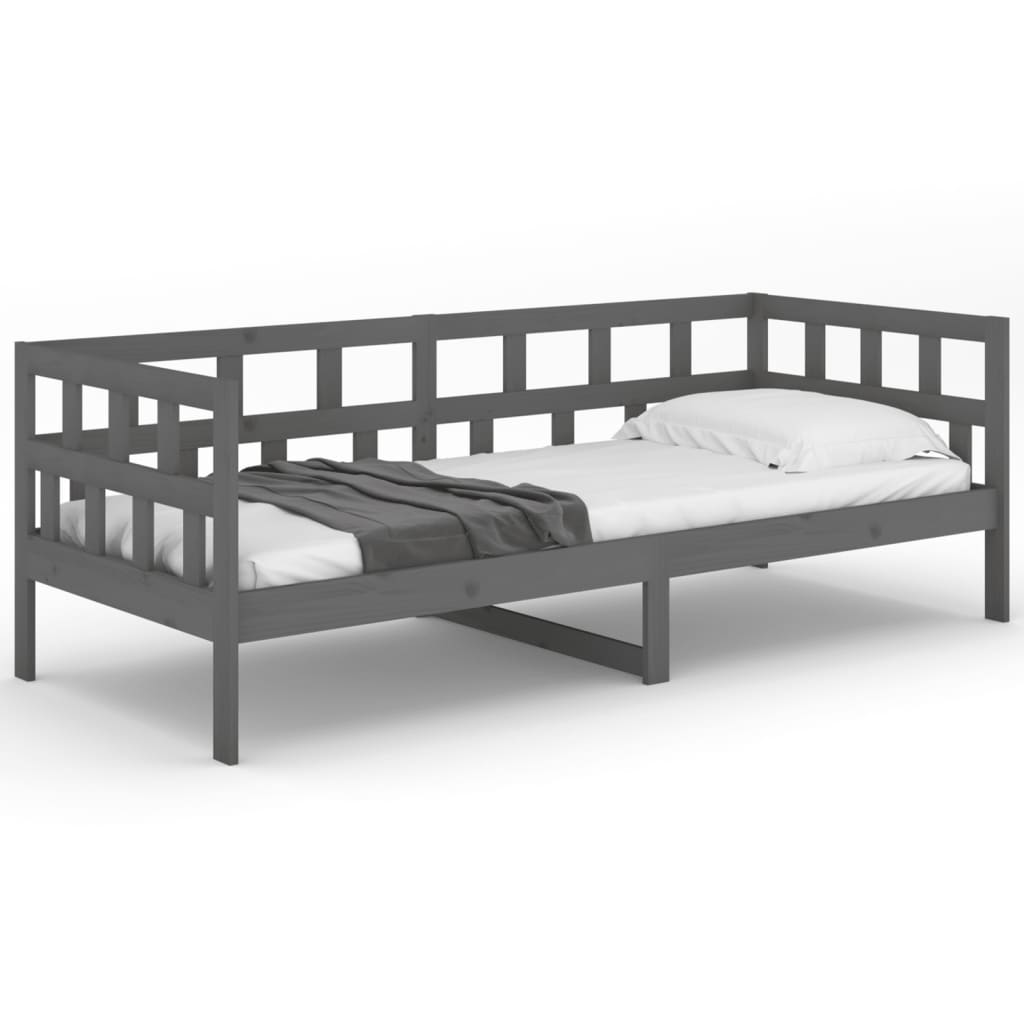 Day Bed without Mattress Grey Solid Wood Pine 80x200 cm