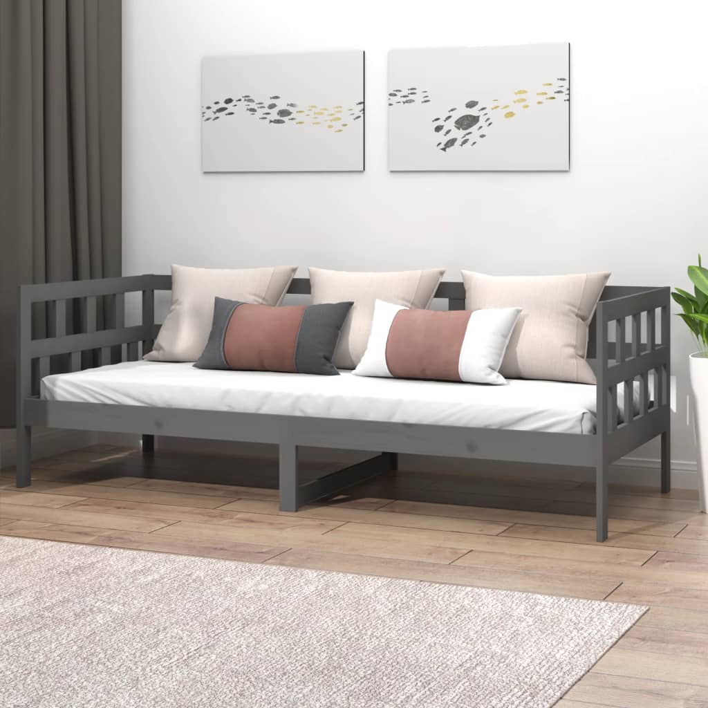 Day Bed without Mattress Grey Solid Wood Pine 80x200 cm