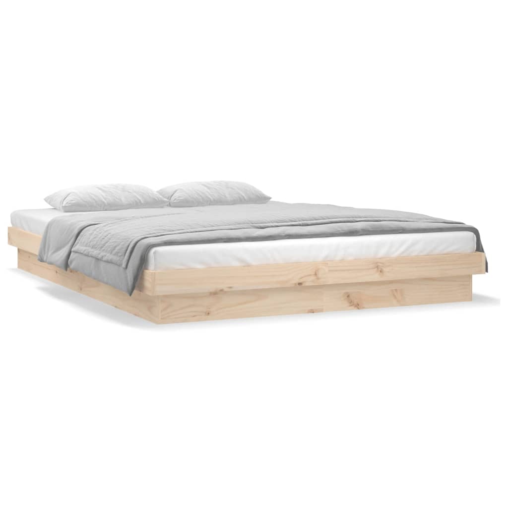 LED Bed Frame without Mattress 140x200 cm Solid Wood