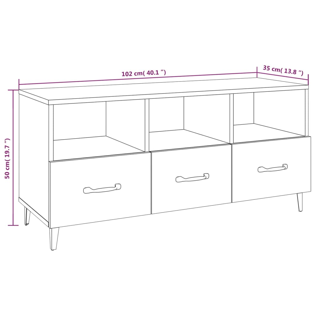 TV Cabinet Sonoma Oak 102x35x50 cm Engineered Wood