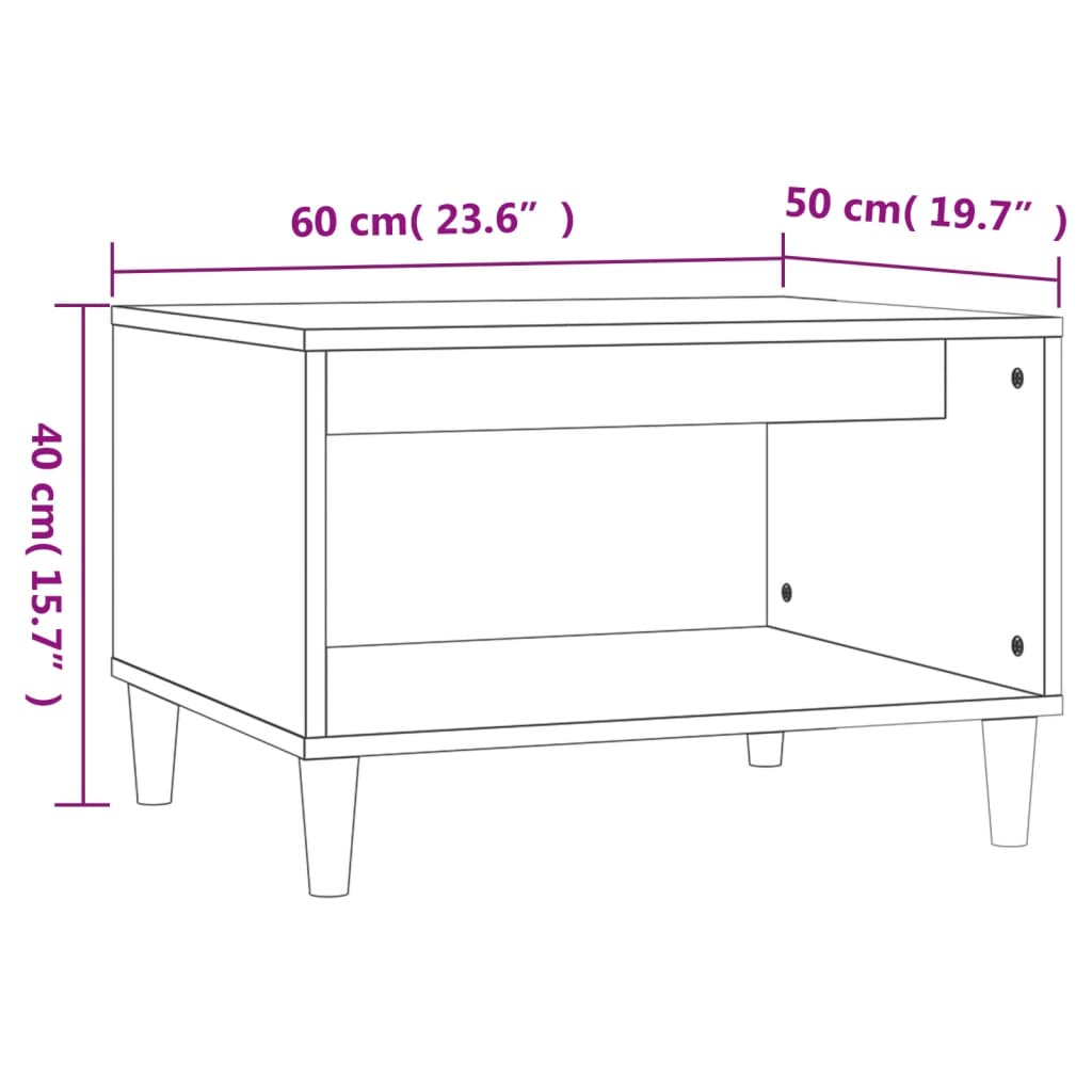 Coffee Table Brown Oak 60x50x40 cm Engineered Wood
