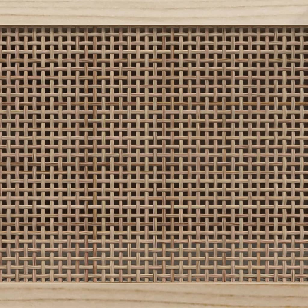 TV Cabinet Black 105x30x40 cm Solid Wood Pine&Natural Rattan