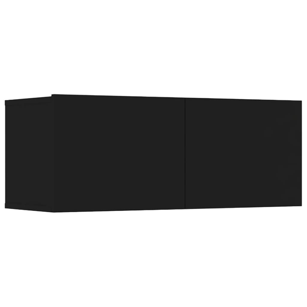 6 Piece TV Cabinet Set Black Engineered Wood
