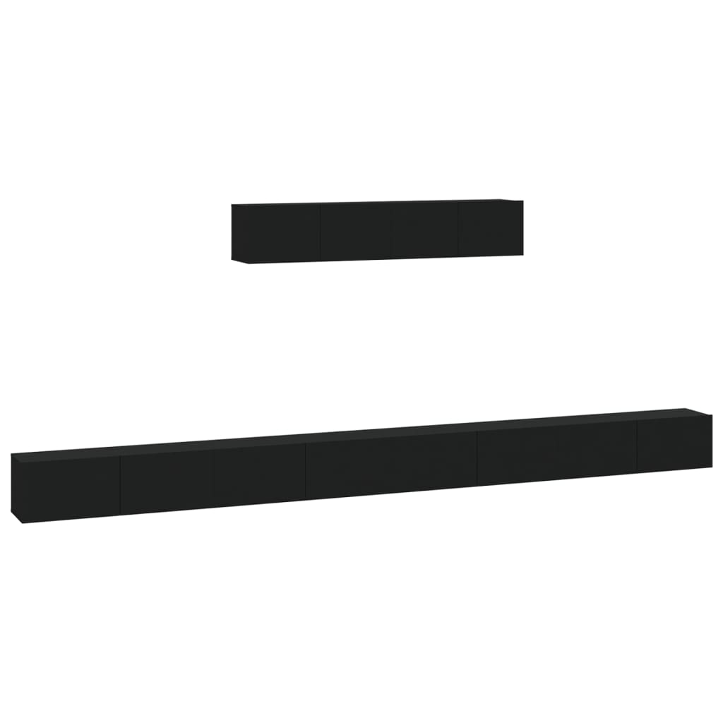 4 Piece TV Cabinet Set Black Engineered Wood