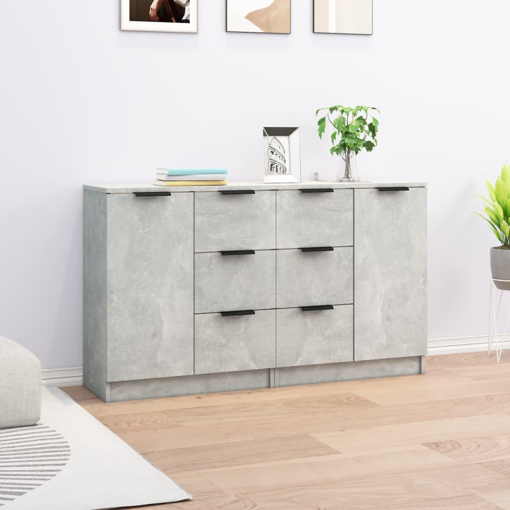 Sideboards 2 pcs Concrete Grey 60x30x70 cm Engineered Wood