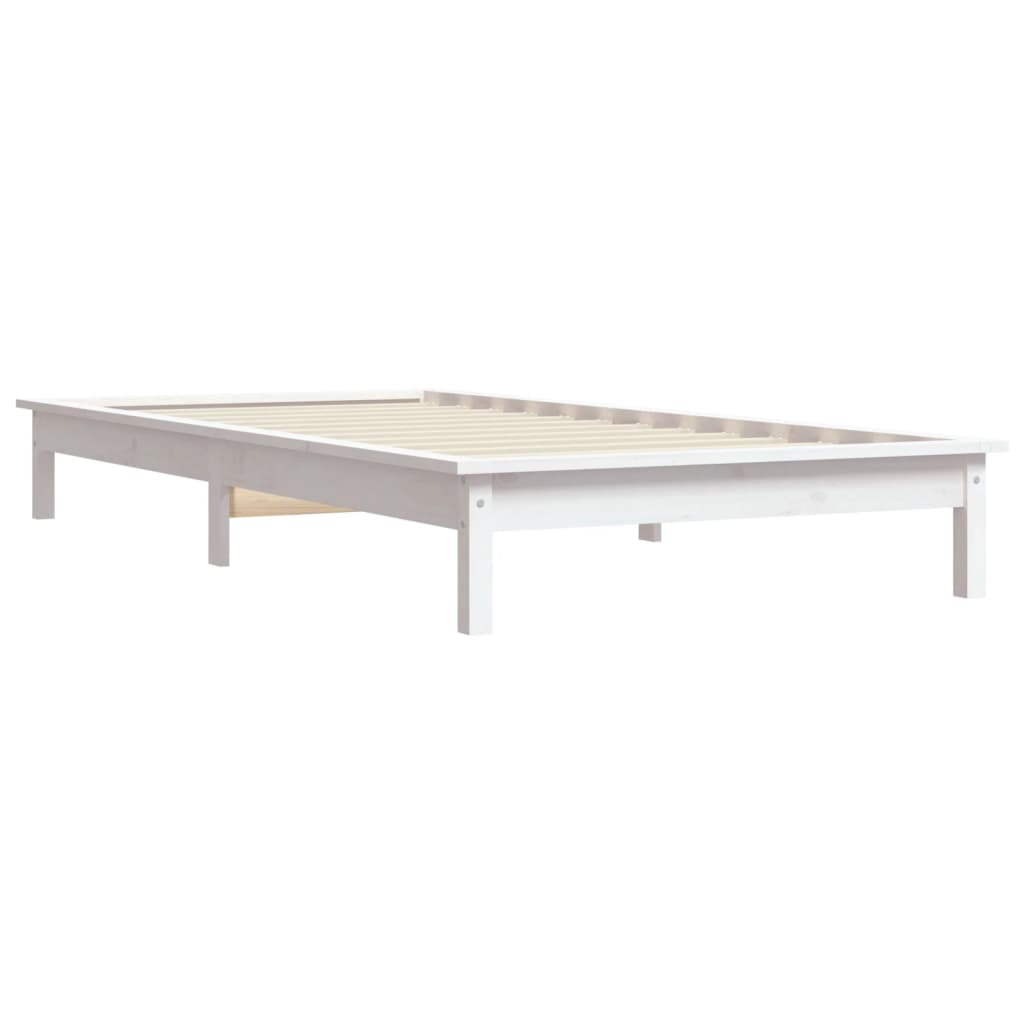 Bed Frame without Mattress White Single Solid Wood
