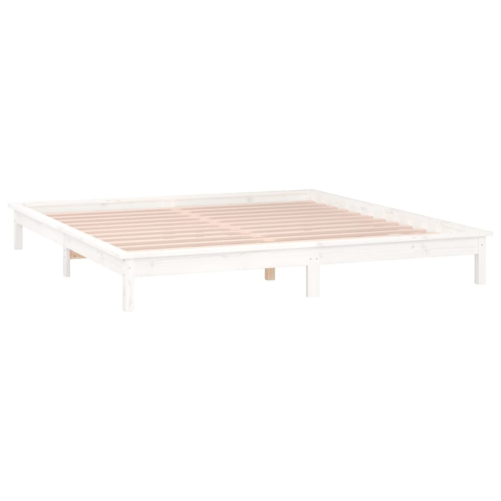 LED Bed Frame without Mattress White 120x200 cm Solid Wood