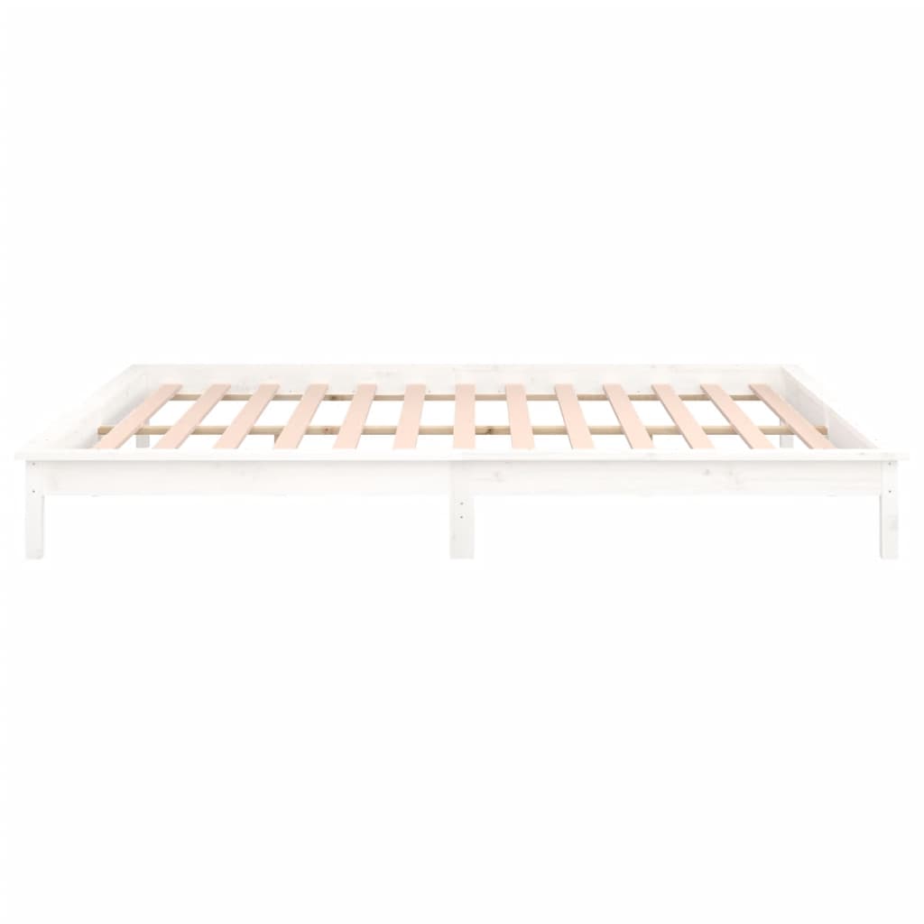 LED Bed Frame without Mattress White 120x200 cm Solid Wood