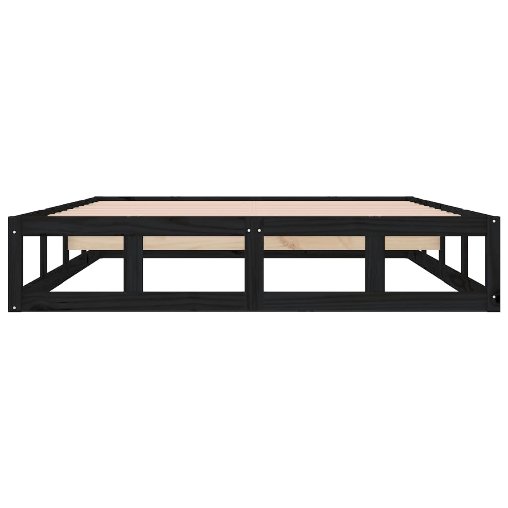 Bed Frame without Mattress Black 120x190 cm Small Double Solid Wood