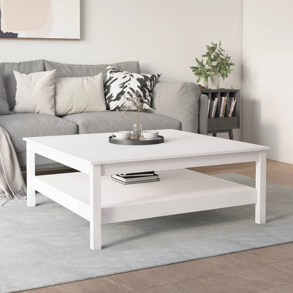 Coffee Table White 100x100x40 cm Solid Wood Pine