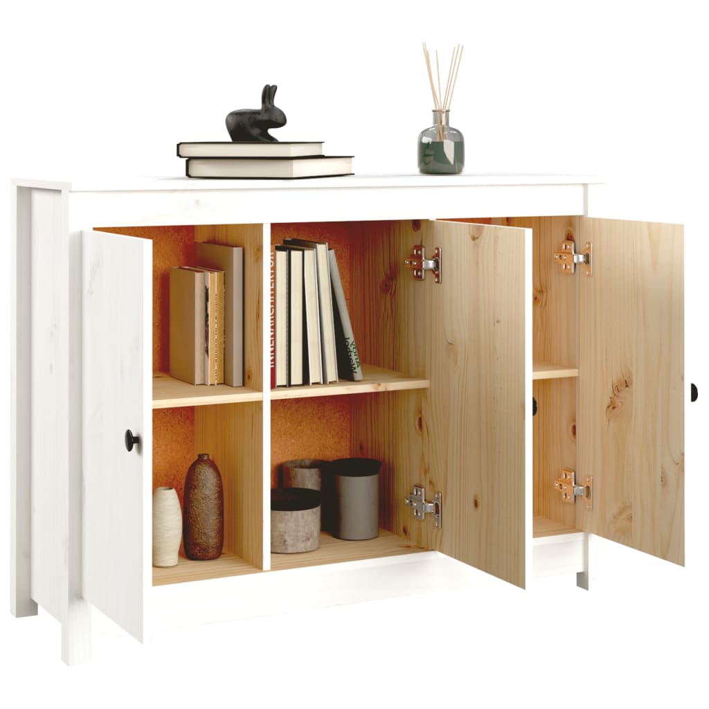 Sideboard White 100x35x74 cm Solid Wood Pine