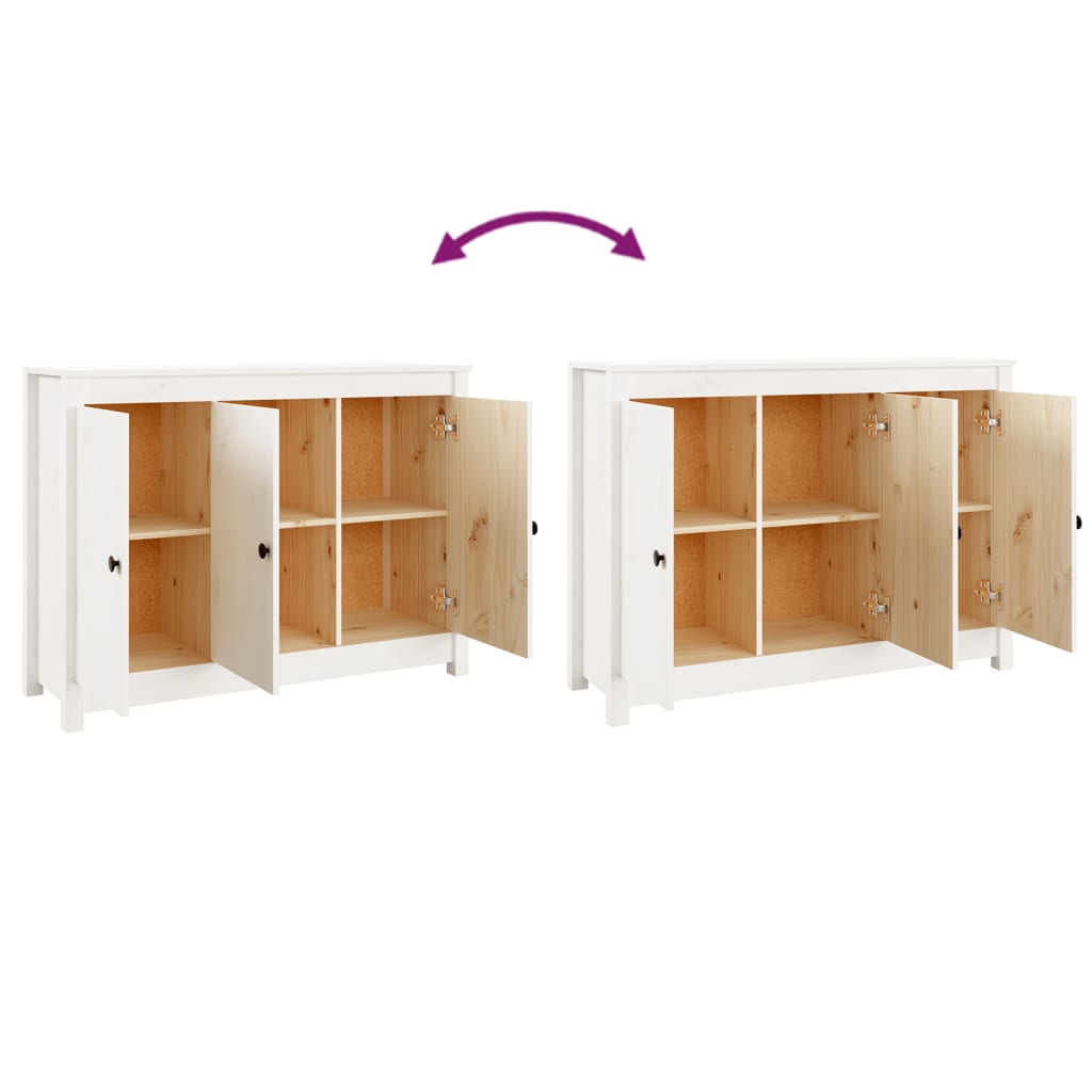 Sideboard White 100x35x74 cm Solid Wood Pine