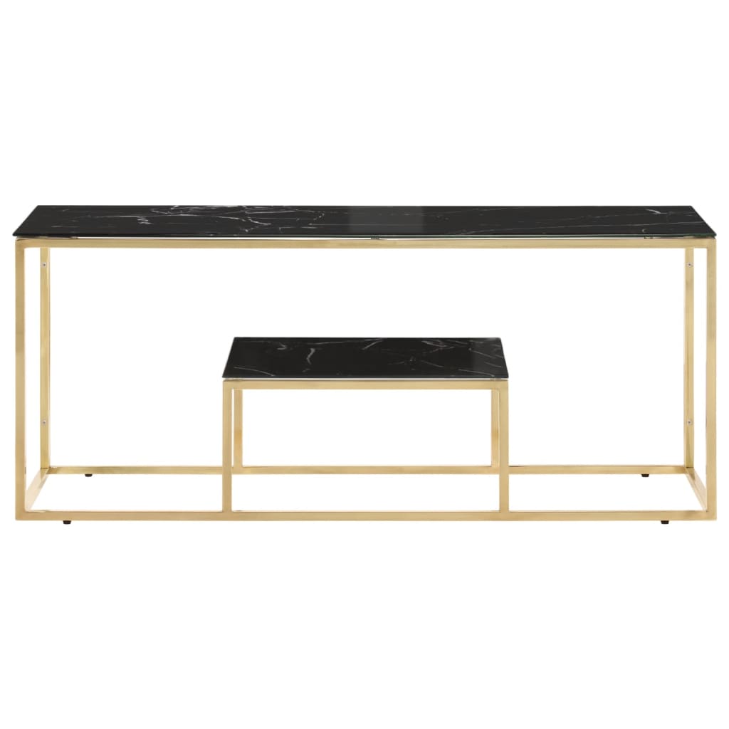 Coffee Table Gold Stainless Steel and Tempered Glass